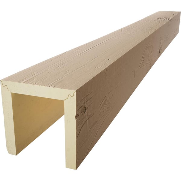 Ekena Millwork 12 in. x 6 in. x 16 ft. 3-Sided (U-Beam) Knotty