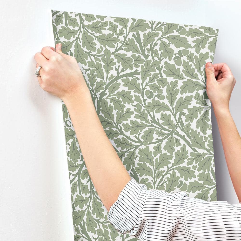 Green Oak Tree Leaf Non-Pasted Washable Wallpaper