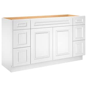 Newport 60-in W X 21-in D X 34.5-in H in Raised PanelWhite Plywood Ready to Assemble Vanity Base Kitchen Cabinet