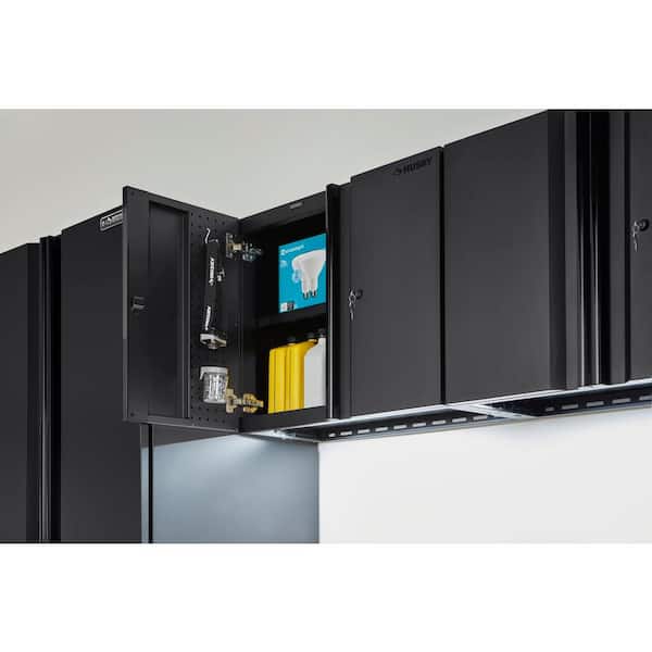 28 in. W x 22 in. H x 14 in. D Heavy Duty Welded 19-Gauge Steel 1-Piece Garage Storage System Wall Cabinet in Black