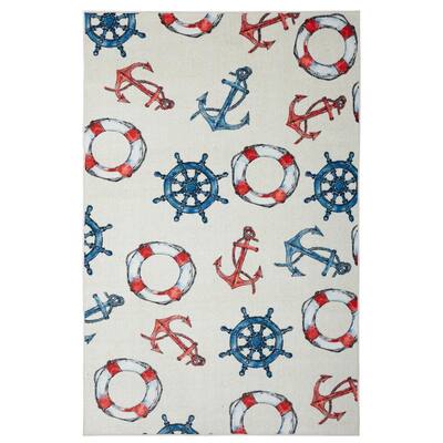 Coastal Life Linen 5 ft. x 8 ft. Indoor Area Rug