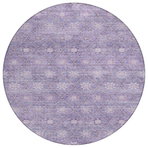 Chantille Machine Washable Indoor/Outdoor Abstract ACN1858 Purple 8 ft. x 8 ft. Round Rug