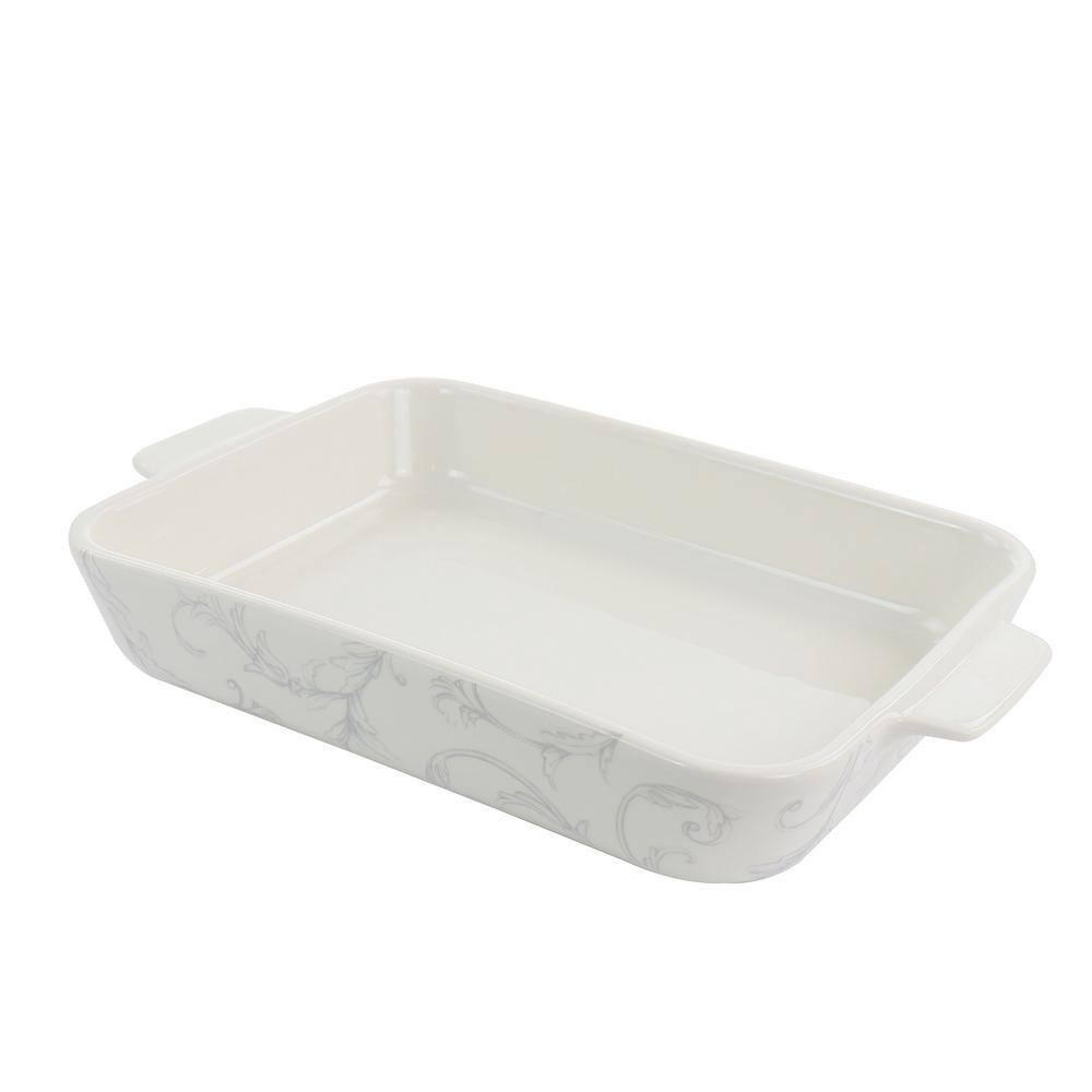White Floral Ceramic 2-Piece Baker Set