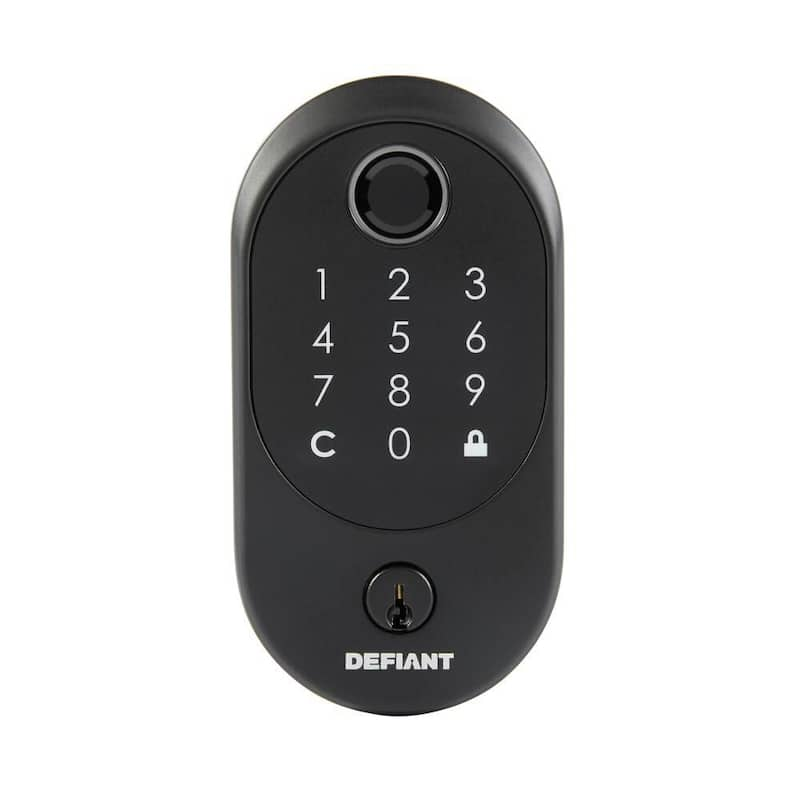 Hubspace Matte Black Round Biometric Fingerprint Electronic Touchpad Deadbolt