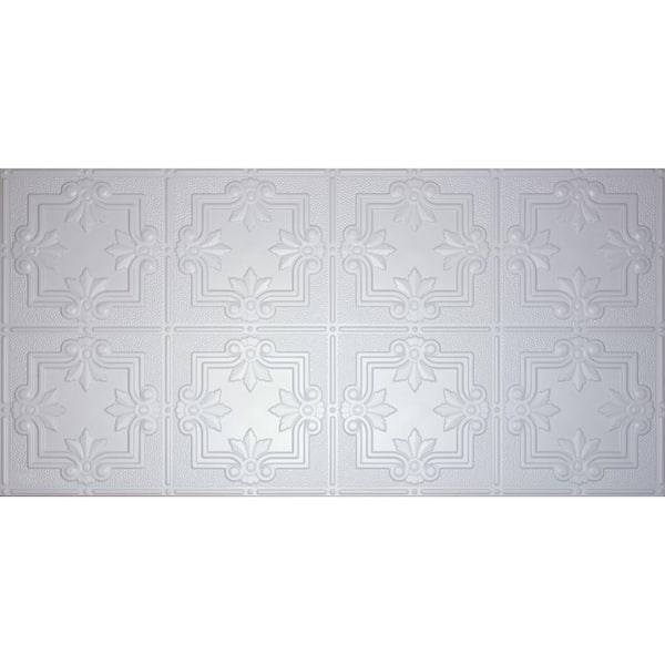 Global Specialty Products Dimensions Faux 2 ft. x 4 ft. Tin Style Ceiling and Wall Tiles in White