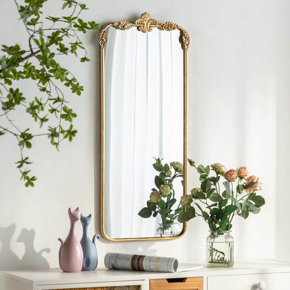 16 in. W x 36 in. H Rectangular Baroque Antique Gold Framed Accent Decorative Wall Mirror price history on PriceWatchPro