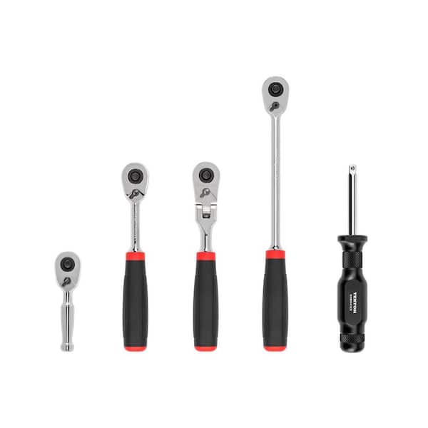 1/4 in. Drive Quick-Release Comfort Grip Ratchet and Spinner Handle Set (5-Piece)
