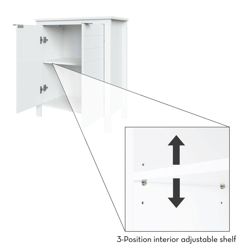 White MDF Living Room Cabinet with Adjustable Shelving