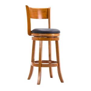43 in. Black Faux Leather Solid Wood Counter Stool