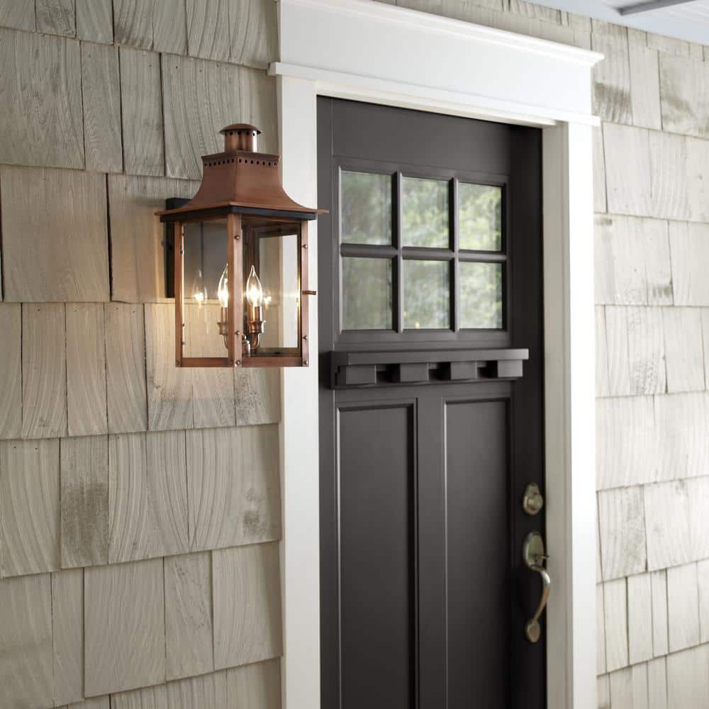 Aged Copper Dimmable Outdoor Wall Lantern