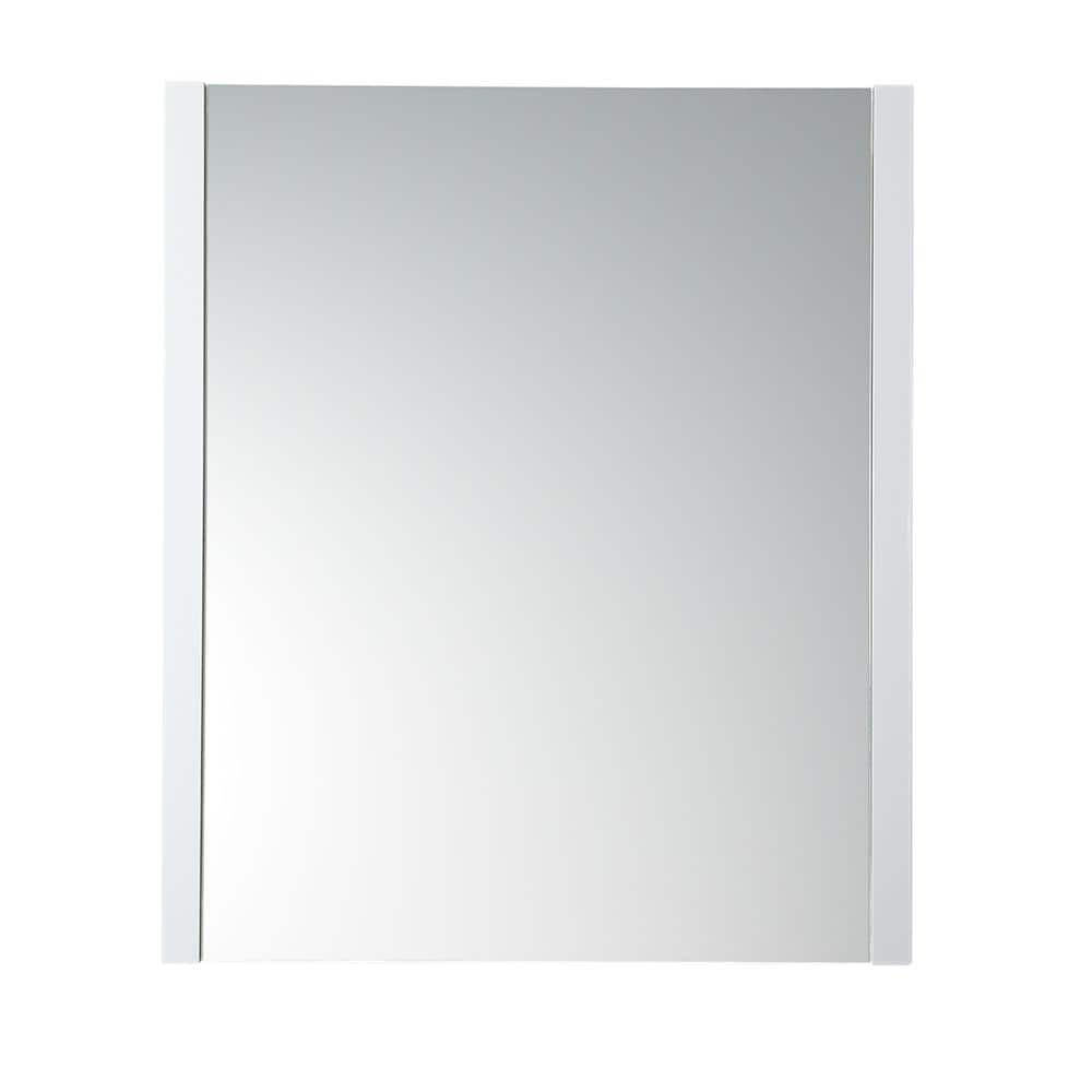 Modern Rectangular Frameless White Wood Vanity Mirror 25.5"x31.5"