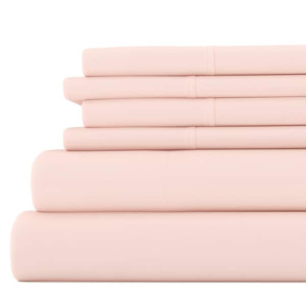 Becky Cameron Luxury Ultra Soft 6 Piece Solid Blush Microfiber Full Sheet Set