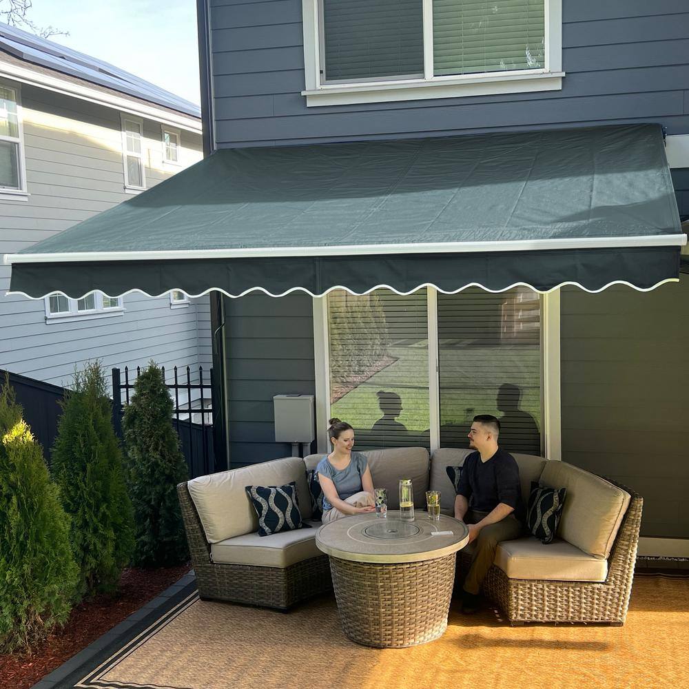 Forest Green Motorized Retractable Patio Awning 16 x 10 Feet