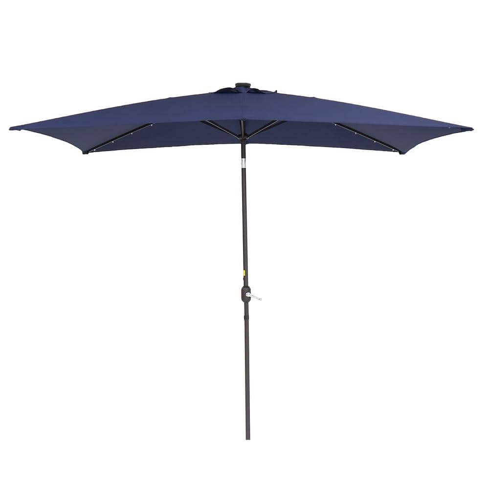 10 ft. x 6.5 ft. Steel Outdoor Solar LED Lighted Patio Market Umbrella with