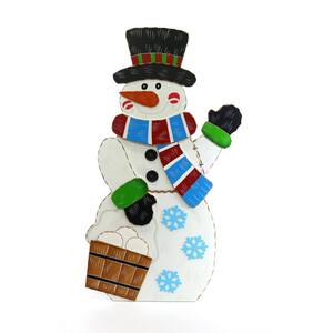 36 in. Wooden Christmas Snowman Decor