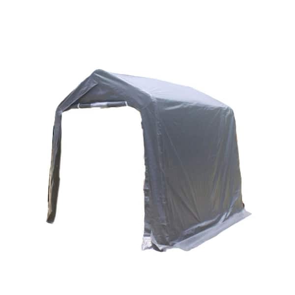 Grey 11.81 ft. W x 6.89 ft. D x 7.38 ft. H Roof Steel Carport Portable Storage Shelter Shed with 2-Roll up Zipper Doors