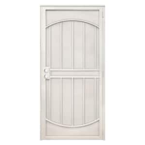 36 in. x 80 in. Arcada Navajo White Surface Mount Outswing Steel Security Door with Expanded Metal Screen