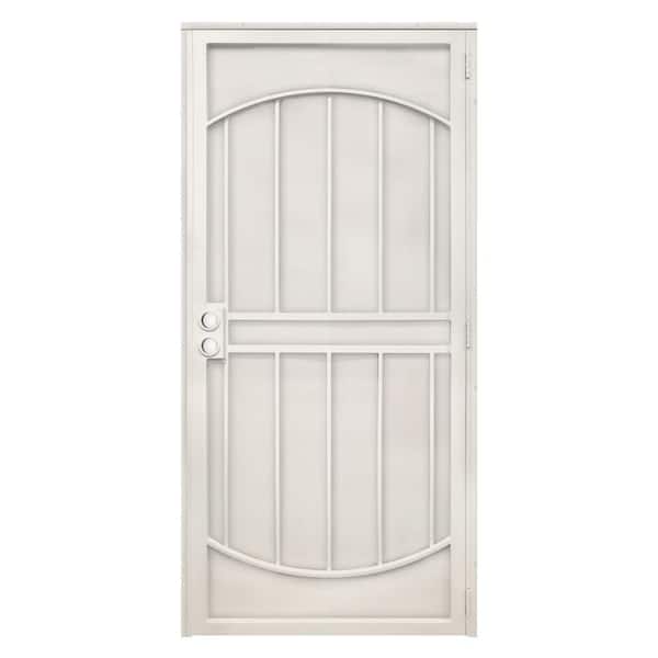 Unique Home Designs 36 in. x 80 in. Arcada Navajo White Surface Mount Outswing Steel Security Door with Expanded Metal Screen
