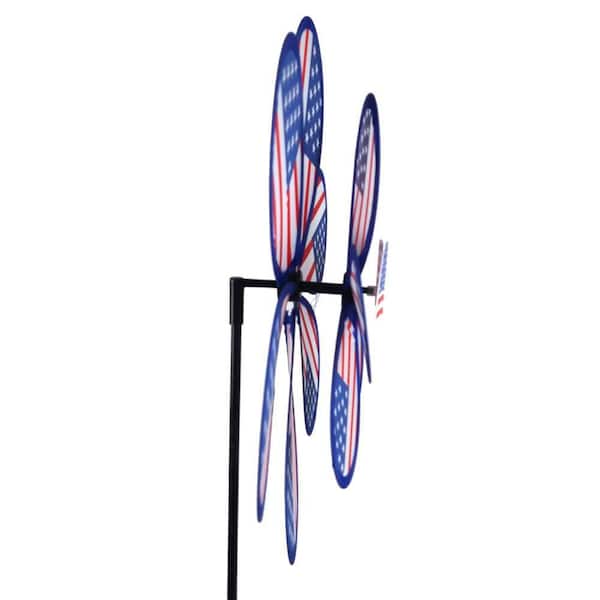 40 in. H USA Flag Nylon Wind Yard PinwheelWind Spinner (2-Pack