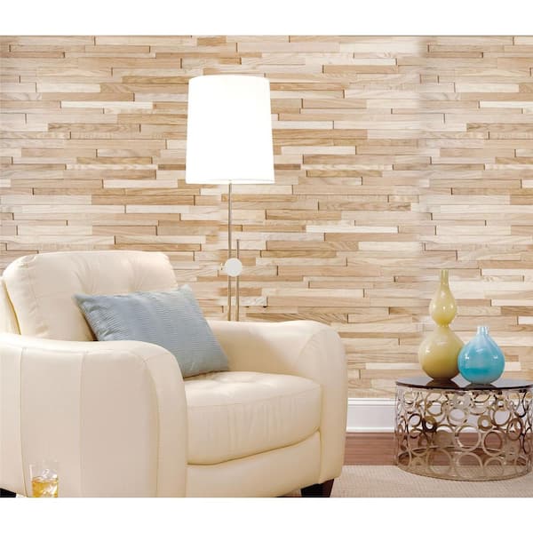 1/2 in. x 7-7/8 in. x 47-1/4 in. Oak 3D Solid Hardwood Interlocking Wall Plank