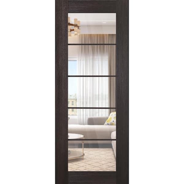 Belldinni Vona 5 Lite 24 in. x 80 in. Veralinga Oak 5-Lite Clear Glass Composite Solid Core Wood Interior Door Slab