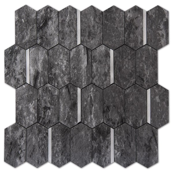  Stone Gray 12 in. x 12.5 in. PVC Peel and Stick Tile, Stick on Backsplash for Kitchen, Bathroom 9.5 sq. ft./Box