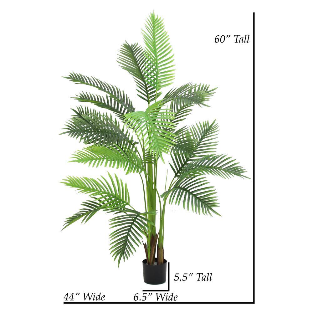 60" Green Silk Artificial Paradise Palm Tree in Black Planter