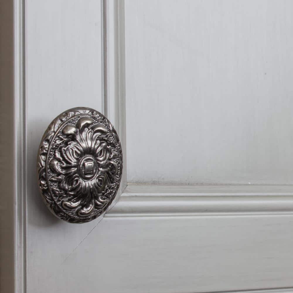 Brushed Pewter Ornate Oval Cabinet Knob Set