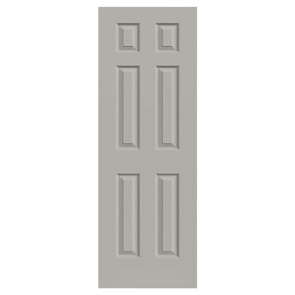 JELD-WEN 28 in. x 80 in. Colonist 6-Panel Light Gray Painted Textured Molded Composite Hollow Core Interior Door Slab