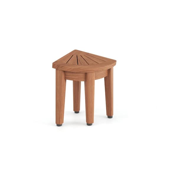 AquaTeak 12 in. Kai Angled OptiAREA Teak Corner Shaving and Washing Foot Rest (Teak Oil Finish)