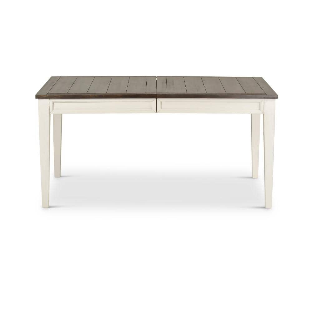 Cayla Dark Oak and White Extendable Farmhouse Dining Table