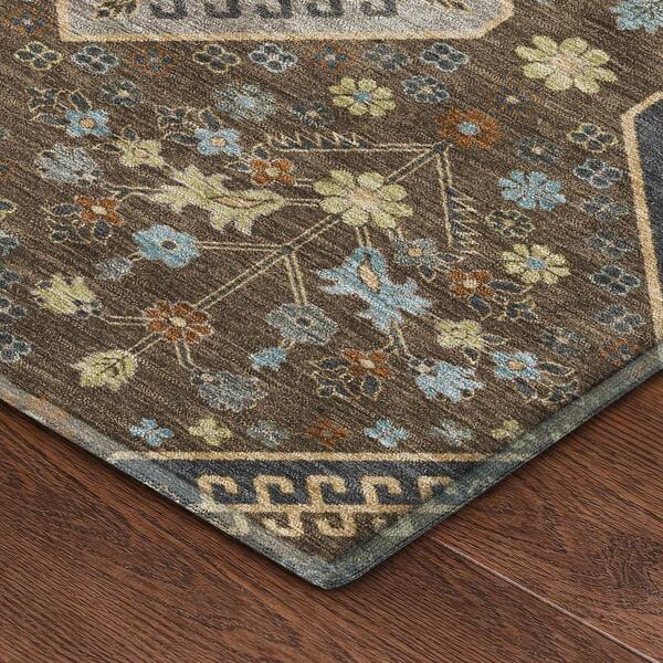 Mayfield Premium Machine Washable Abstract AMF2459 Chocolate 5 ft. x 7 ft. 6 in. Area Rug