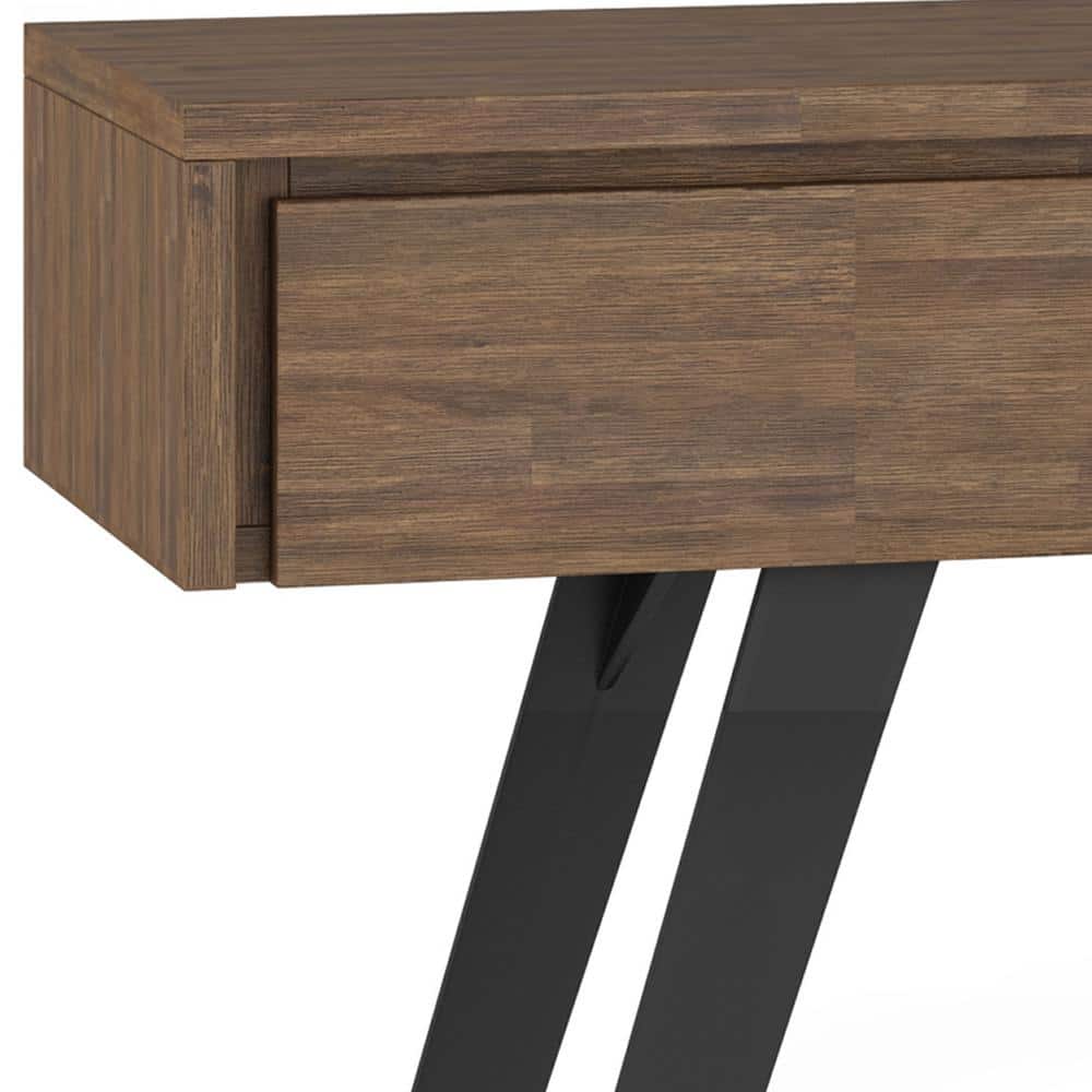 Rustic Natural Aged Brown Acacia & Metal Industrial Console with Storage