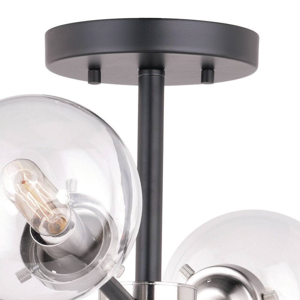 Orbit Satin Nickel and Bronze 4-Light Semi Flush Mount