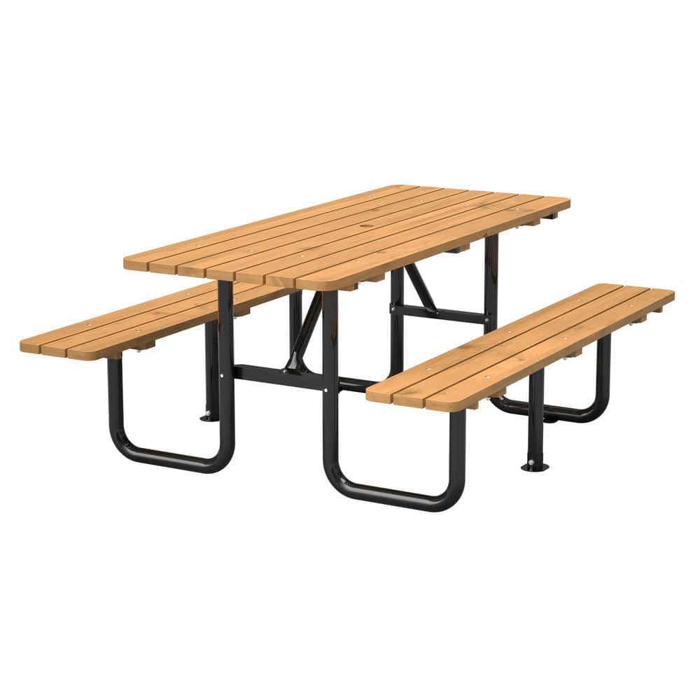 Hohuqeri 72 in. Rectangle Steel Frame Picnic Table, Outdoor Bench