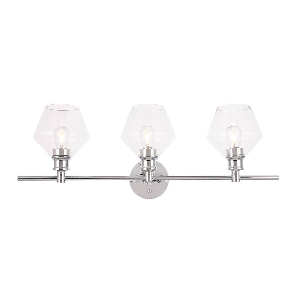Timeless Home Grant 28.1 in. W x 10.2 in. H 3-Light Chrome and Clear Glass 