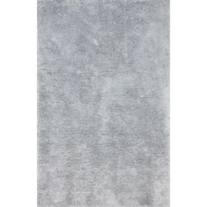 Maginifique Solid Shag Light Gray Doormat 3 ft. x 5 ft. Area Rug