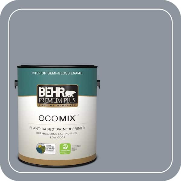 1 gal. #PPF-28 Blue Dusk Semi-Gloss Enamel EcoMix Plant-Based Interior Paint & Primer