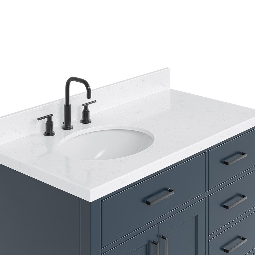 Midnight Blue 42" Freestanding Single Basin Vanity Set with Hardwood Plywood