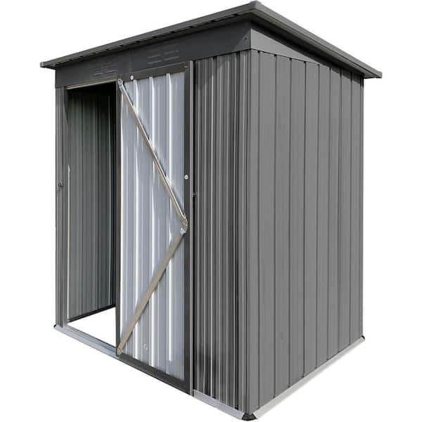 5 ft. W x 4 ft. D Gray Outdoor Metal Storage Shed with Sloped Roof Utility Tool Shed Storage House (20 sq. ft.)