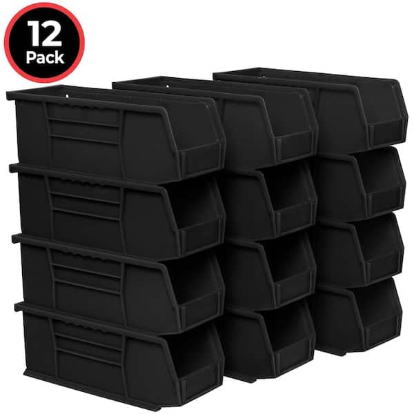 30220 Plastic Stackable Storage Bins, 7 in. x 4 in. x 3 in. Black, 24-pack