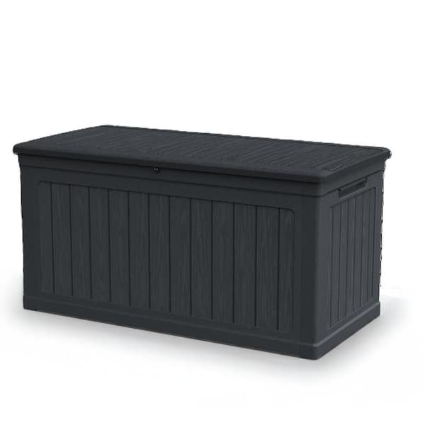 230 Gal. Resin Outdoor Storage Box, Patio Deck Box for Garden, Backyard, Black