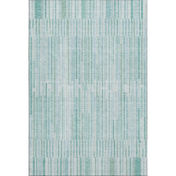 Mayfield Premium Machine Washable Abstract AMF2102 Turquoise 10 ft. x 14 ft. Area Rug