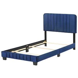 Lodi Navy Blue Velvet Upholstered Channel Tufted Twin Panel Bed