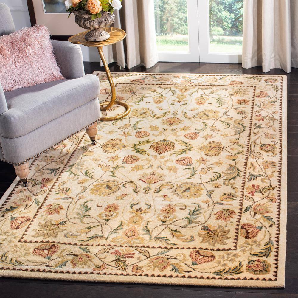 Ivory Rectangular Hand-Tufted Wool Area Rug
