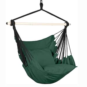 Hammock Chair Hanging Rope Swing Max 500 Lbs,2 Cushions Included (Green)