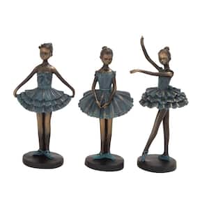 Teal Polystone Dancer Sculpture (Set of 3)
