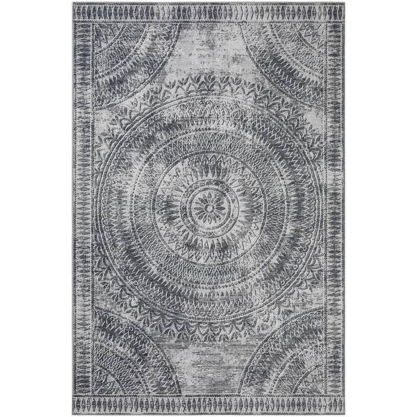 Addison Rugs Yuma Grey 10 ft. x 14 ft. Geometric Indoor/Outdoor Washable Area Rug
