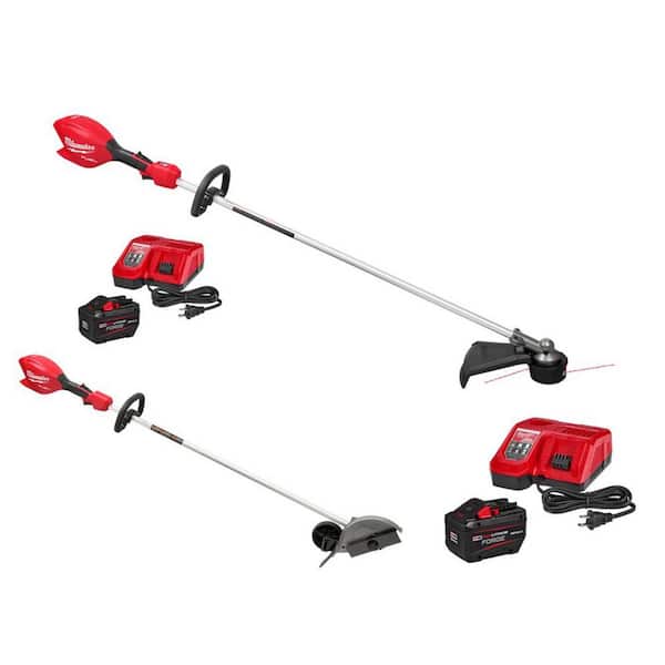M18 FUEL 18V 16 in. Brushless Cordless Straight Shaft String Trimmer w/ M18 Edger, (2) 12.0 AH FORGE Battery, Charger
