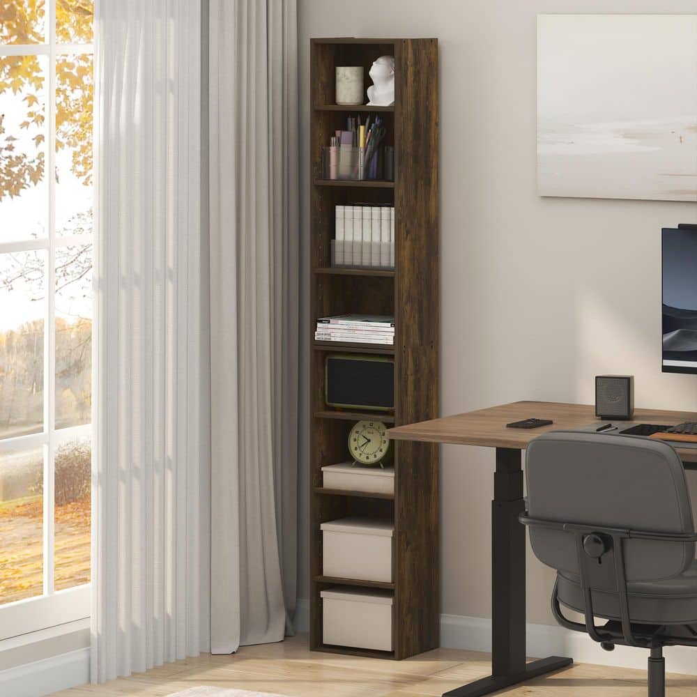 Furinno PASIR 70.9 in. Tall Amber Pine Wood 8-Shelf Bookcase